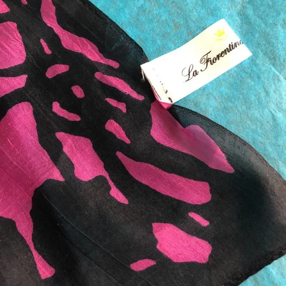 La Fiorentina Fantasy flowery pattern, Large Silk Scarf/ Shawl/ Wrap - Picture 3 of 8